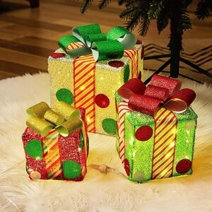 NWOT Amazon Holiday Glitter Gift Boxes - Red, Green, Gold NEVER USED